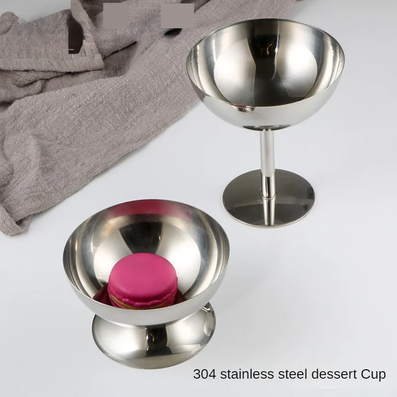 

Premium 304 Stainless Steel Ice Cream Cup - Elegant High-Foot Snack Cup for Indulgent Delights