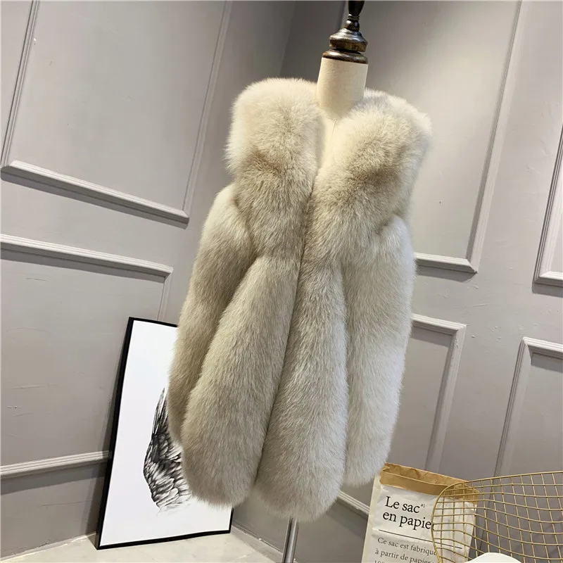 

New Faux Fur Imitation Fur Sleeveless Vest Women Mid-length Temperament High Street Jacket 2021 Autumn and Winter Vest
