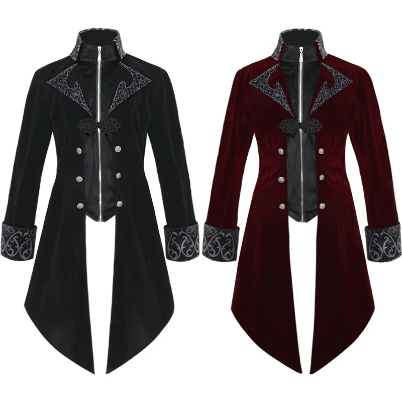 

Европейский и американский средневековый Ретро стиль панк мужской смокинг пальто средней длины