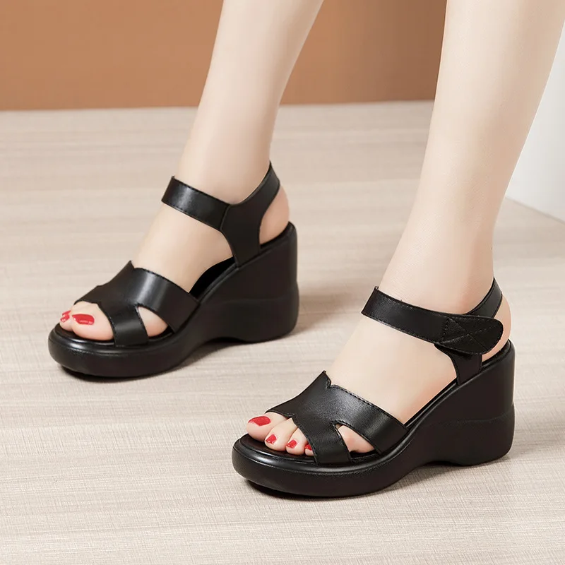 

Plus Size 32-43 All Match Chunky Platform Shoes Women Summer 2022 Comfortable High Heels Sandals Wedges for Office Mother