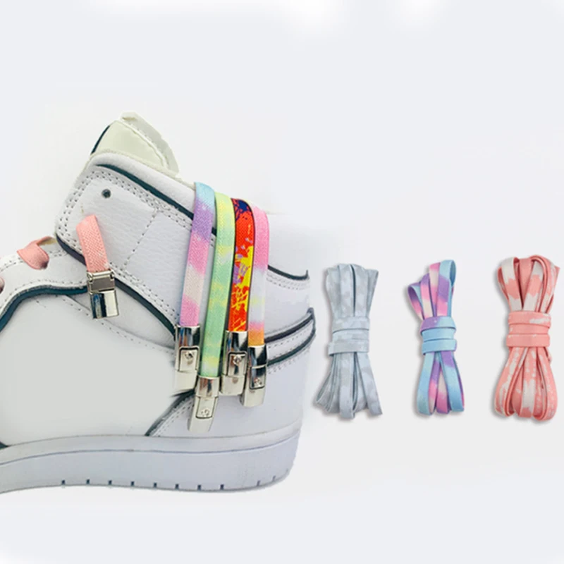 

Шнурки без завязывания для кроссовок 1 пара, Детские и взрослые, быстрое ленивое металлическое звено, шнурки для плоской холщовой обуви