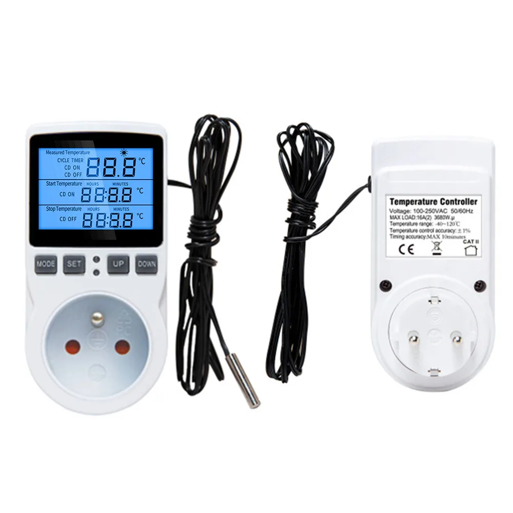 

Timer Socket Switch Thermostat Digital Temperature Controller Timing Socket EU/US/AU/UK Plug Outlet Sensor Probe Heating Cooling