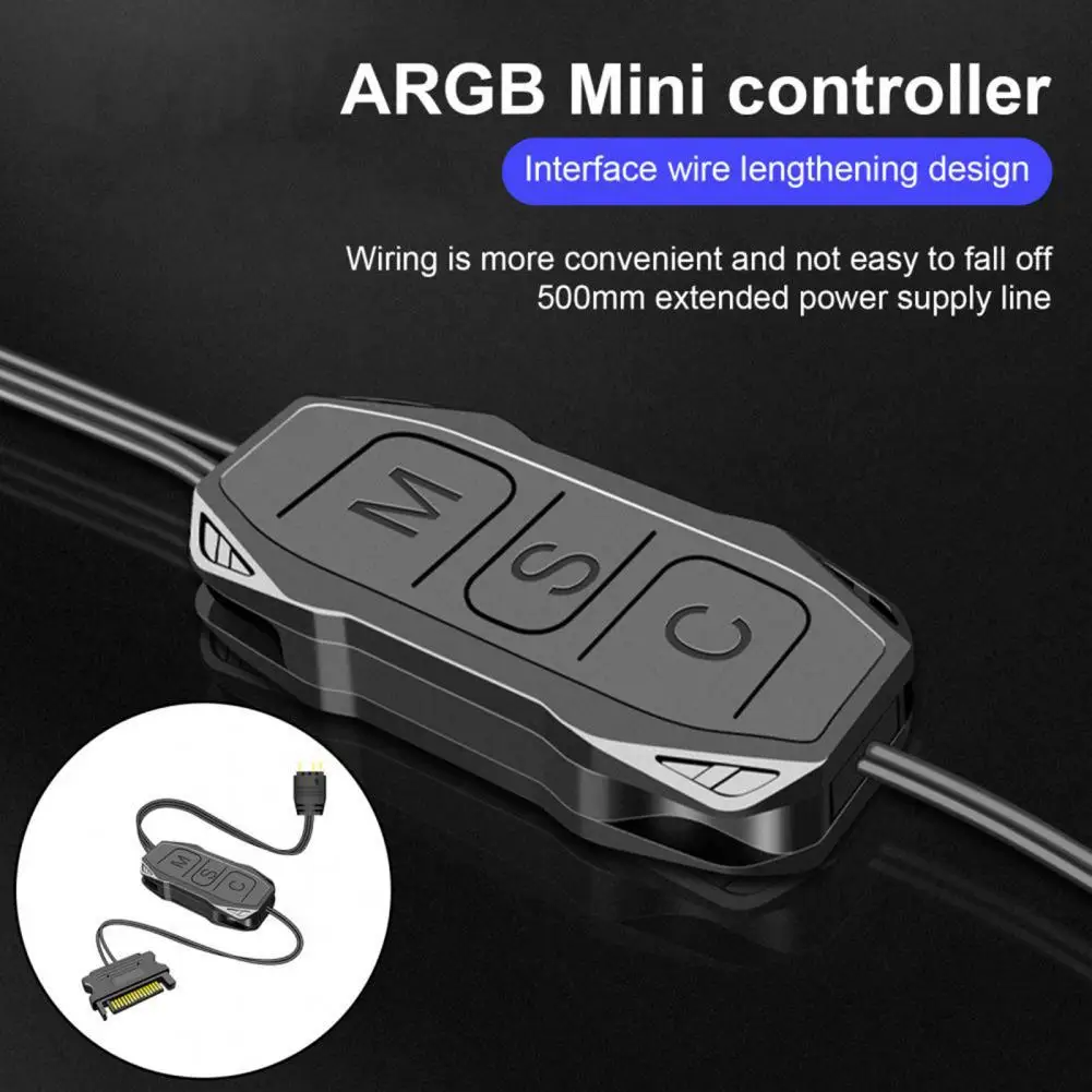 

Mini ARGB Controller Useful 5V 3Pin to SATA Illuminating Board ARGB Controller Universal RGB Controller