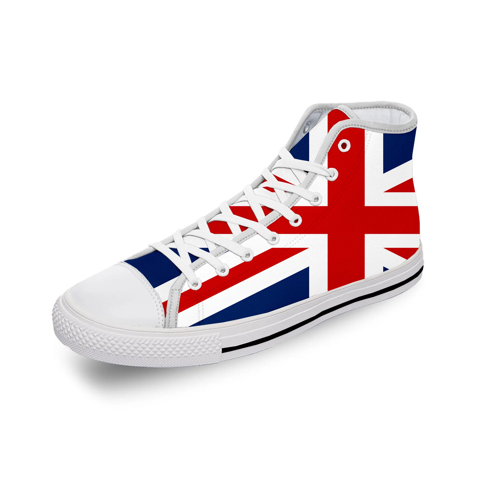 

Britain British UK Flag Union Jack White Cloth Fashion 3D Print High Top Canvas Shoes Men Women Lightweight Breathable Sneakers
