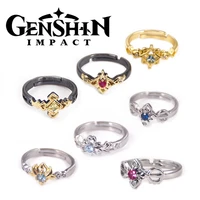 fashion aesthetic jewelry rings stones anime game genshin impact accessories trendy zircon crystal finger accessories