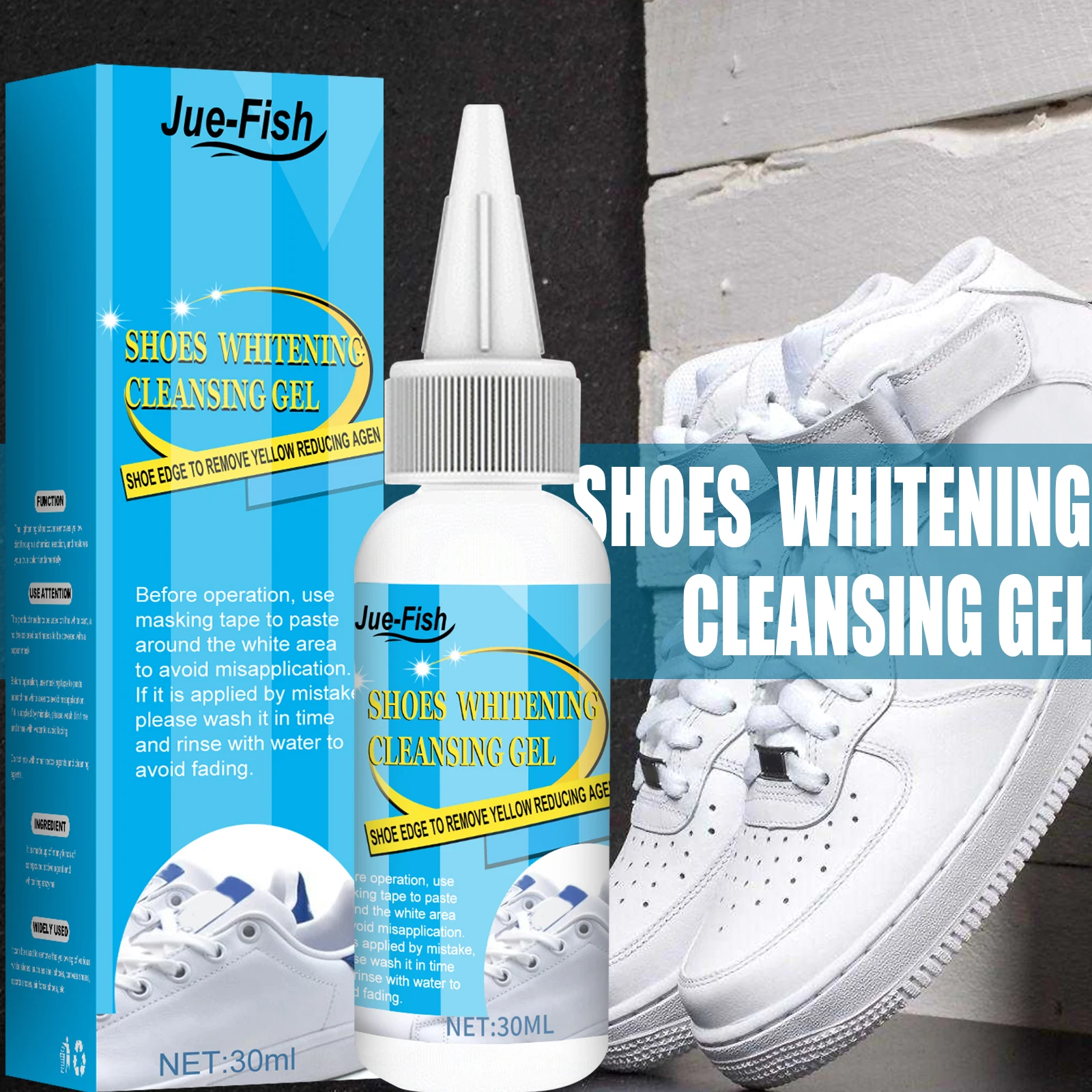 

30G White Shoes Cleaner Whitening Cleansing Gel For Shoe Brush Shoe Sneakers Shoes Cleaning With Making Tape Cleaning Tool