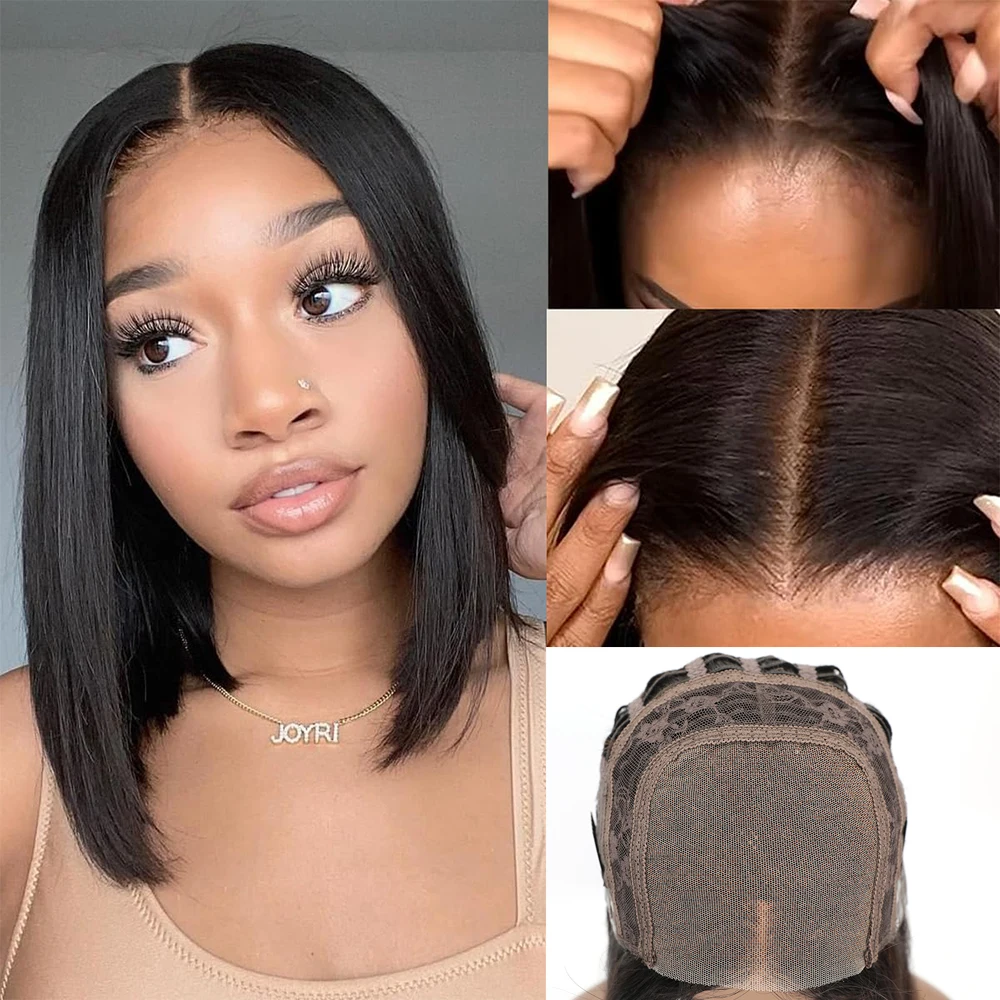 Wear and Go Glueless Bob Wig Human Hair 4x4 HD Lace Straight Wigs 150% Density Ready To Wear Glueless Human Hair Wig for Women