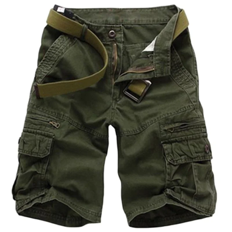 

Shorts Men Cotton Cargo Shorts ArmyGreen Tactical Loose Casual Homme Bermuda Shorts Male NO Belts 29-40 Pantalones Cortos Hombre