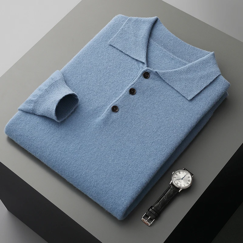 DjzDsm мужской толстый теплый свитер с воротником-поло повседневный шерстяной