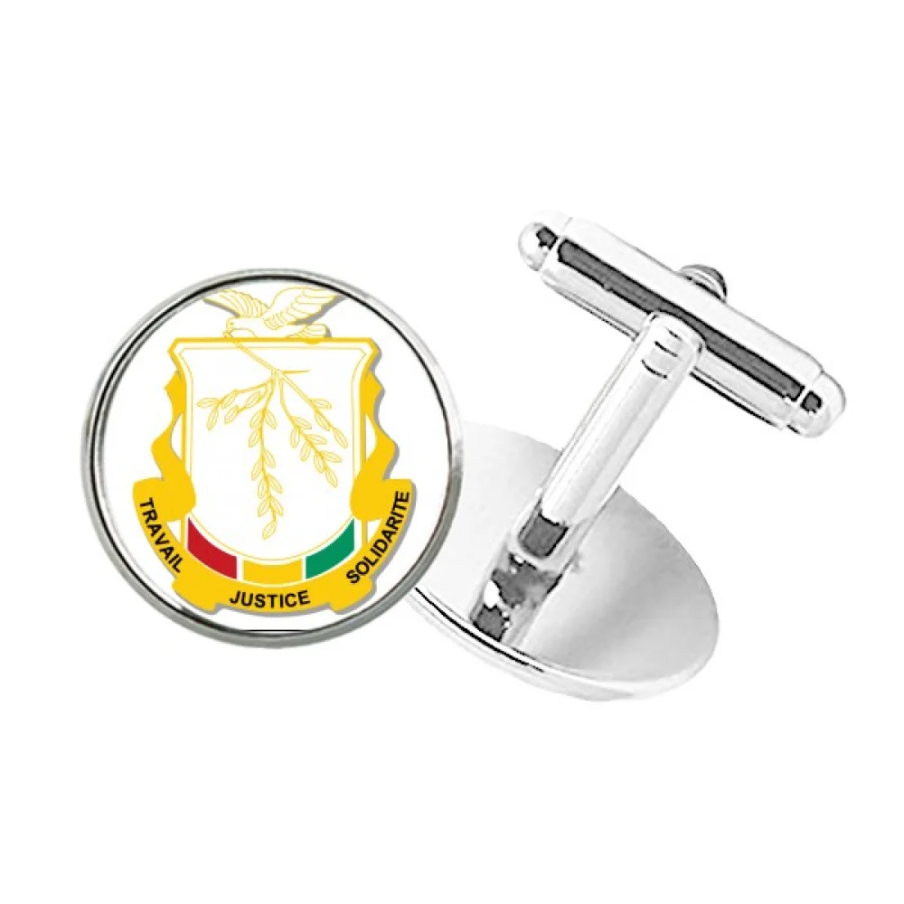 

Guinea Africa National Emblem Round Button Cuff Clip Stud Cufflinks