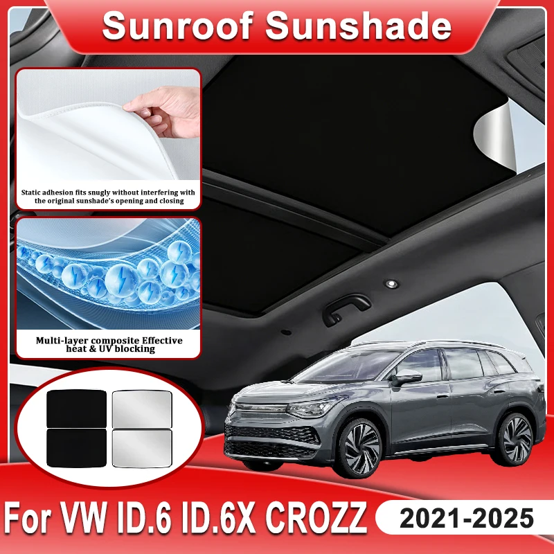 Фото Солнцезащитный экран для панорамной крыши автомобиля Volkswagen ID.6, ID.6X Crozz 2021-2025, статический, самоклеящийся, аксессуар №2