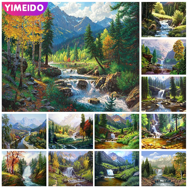 

YIMEIDODIY 5D AB Diamond Painting Forest Creek Full Square Round Drill Zipper Bag Diamond Embroidery Cross Stitch Mosaic Kits