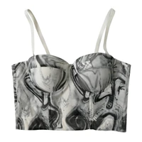 womens summer sling ink painting gradient printing camisole backless vest with chest pad tube top