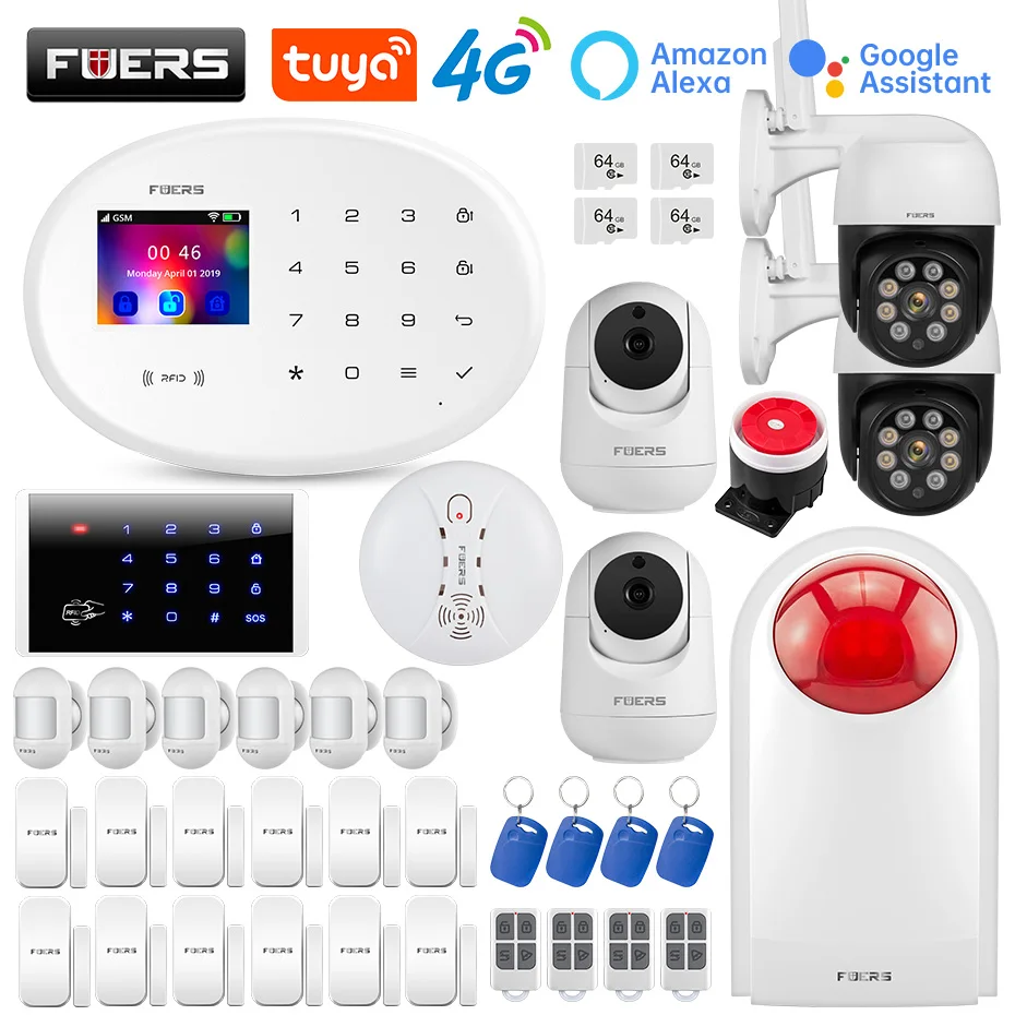 Enlarge Fuers Tuya 4G W204 Wifi GSM Home Alarm APP Control GSM SMS Burglar Alarm System Kit For Home Security Alarm Camera System