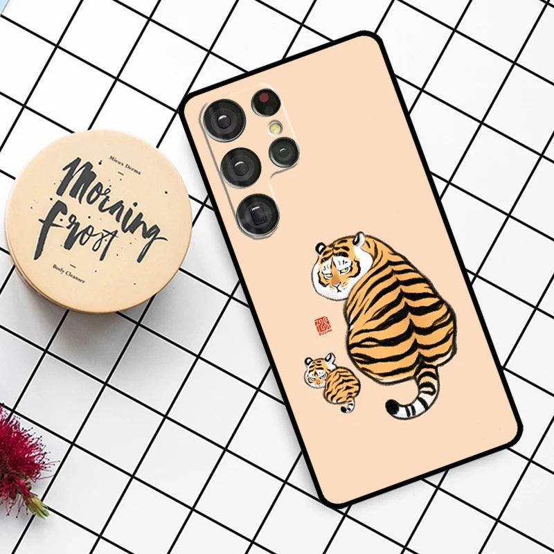 Cartoon Fat Tiger Case For Samsung Galaxy S22 Ultra Note 20 Note 10 S8 S9 S10 Plus S21 FE S20 FE Back Cover images - 6