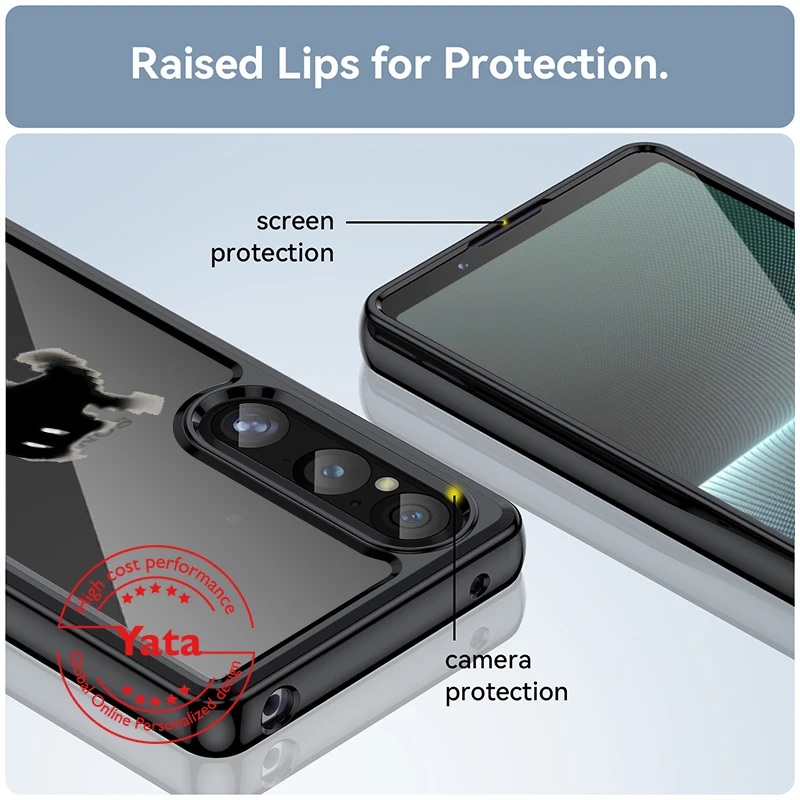 Yata для Sony Xperia 1 V 5G чехол телефона роскошный ударопрочный бампер защитный в стиле