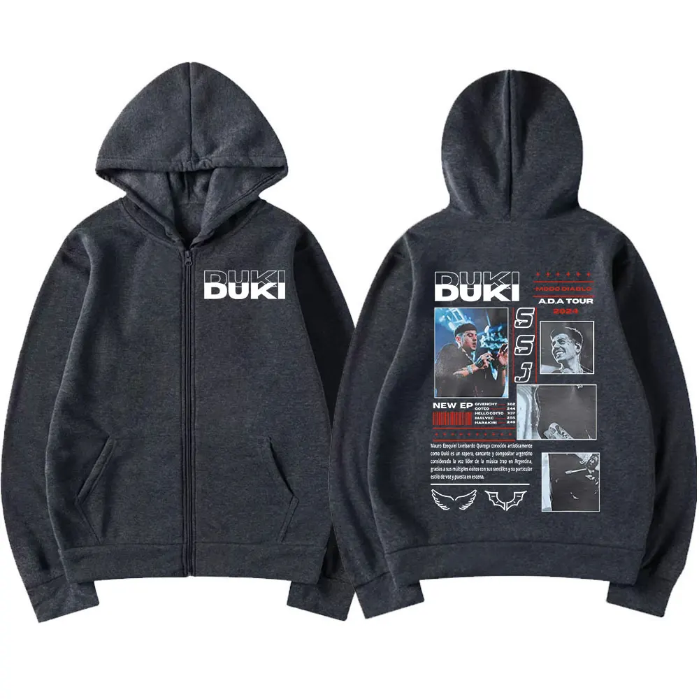 Рэпер Duki ADA Tour 2024 толстовки на молнии мужская и женская одежда модные свободные с