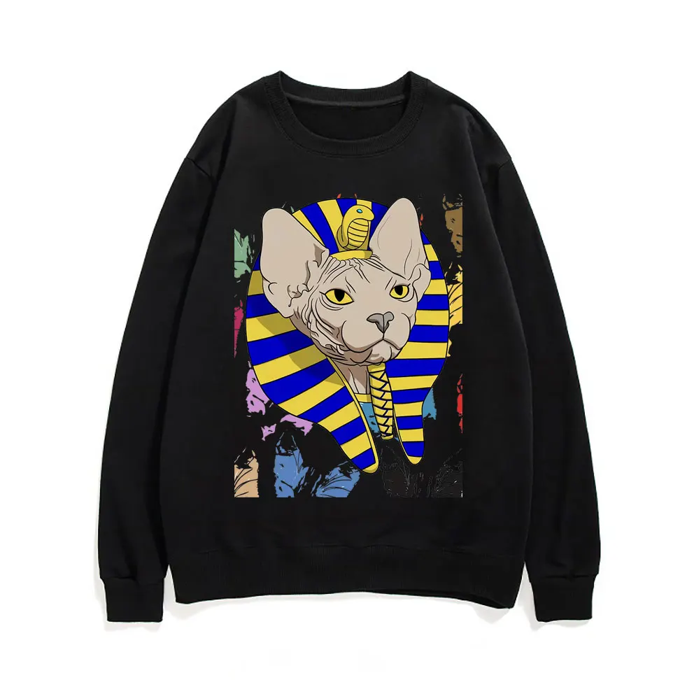 

Inaka Power Hairless Cat Graphic Print Sweatshirt Homme Sweatshirts Spring Autumn Men Women Fashion Loose Clothes Man Pullover