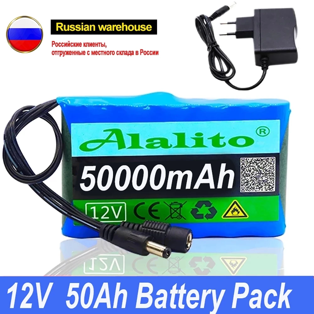 

NEW Portable Super 12V 50000mah Battery Rechargeable Lithium Ion Battery Pack Capacity DC 12.6v 30Ah CCTV Cam Monitor + Charger