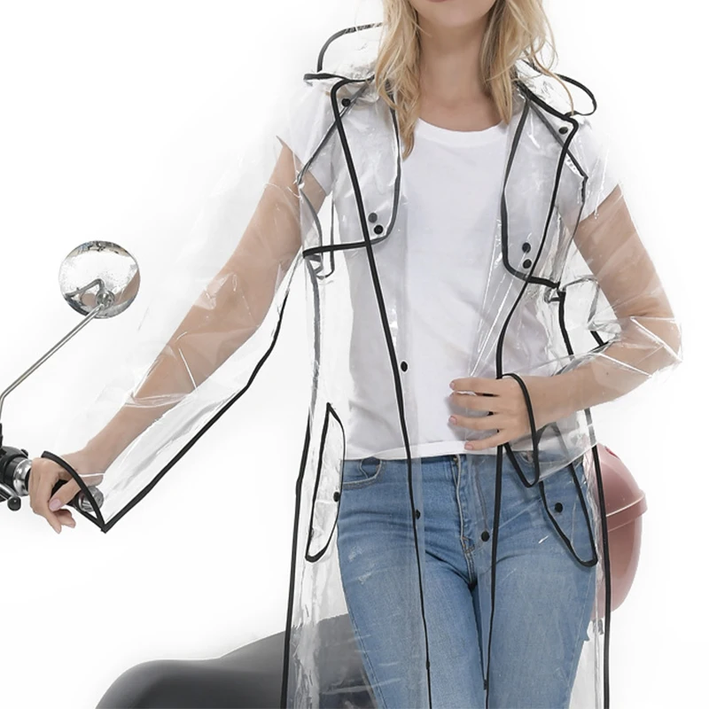 

1Pc Fashion Adult Waterproof Long Raincoat Women Men Rain coat Hooded For Outdoor Hiking Travel