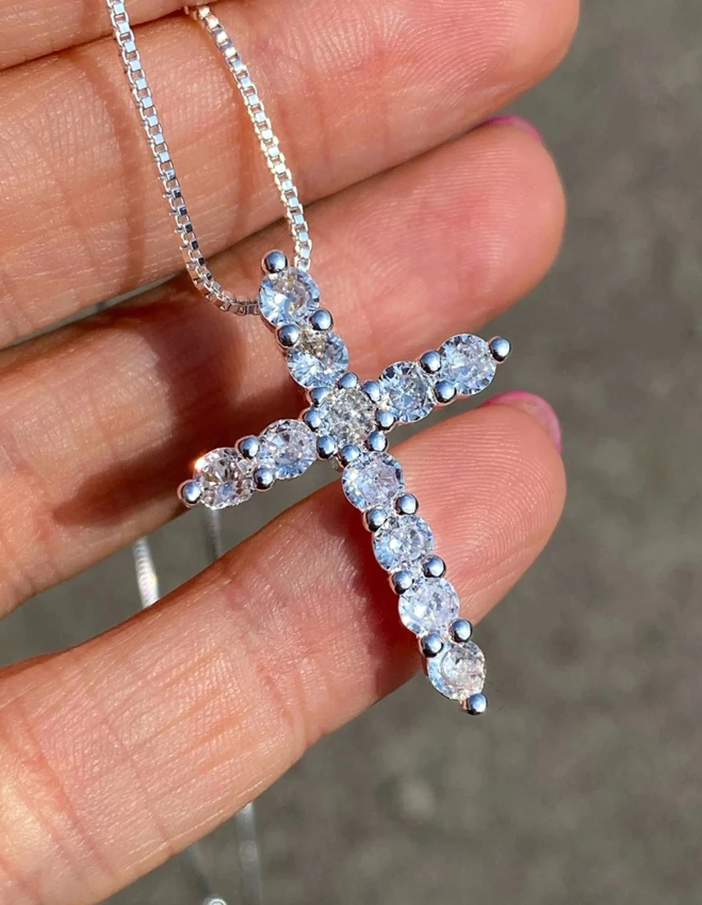 1 шт. модный роскошный крест медный Циркон серебряного цвета ожерелье с подвеской