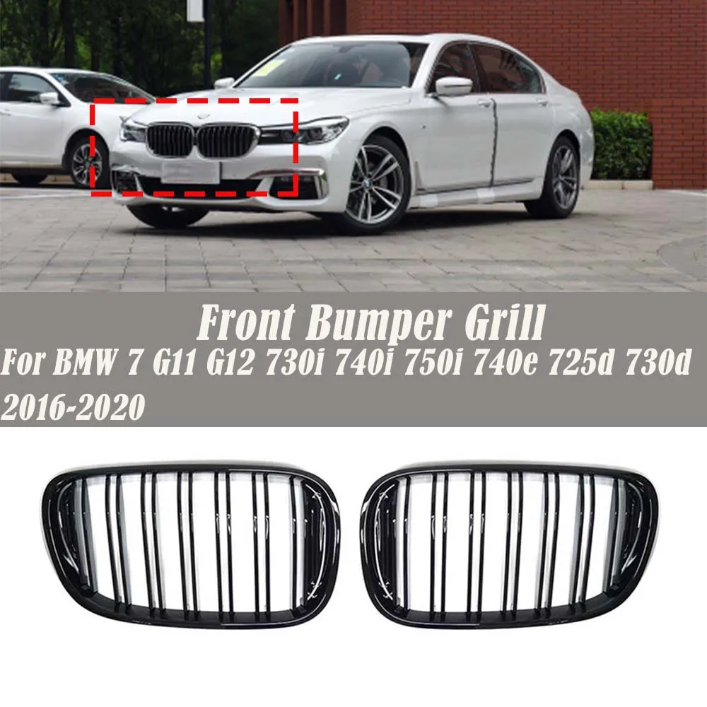 

Car Front Bumper Kidney Grill Glossy Black For BMW 7 Series G11 G12 730i 740i 750i 740e 725d 730d 2016-2020 Replacement Grille