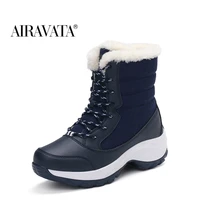 women waterproof winter boots platform keep warm ankle shoes with thick fur heels botas mujer