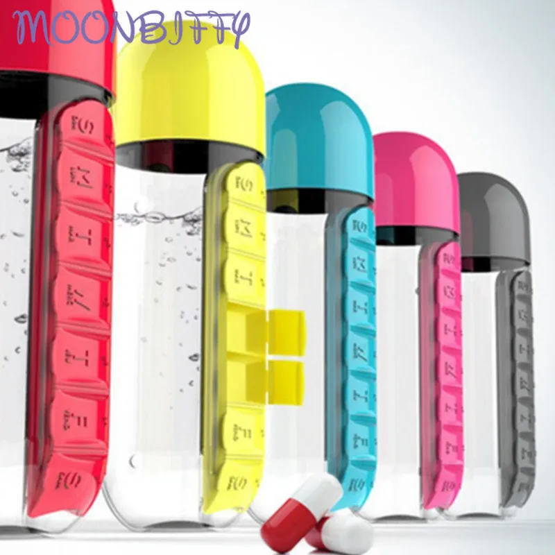 

Портативная пластиковая бутылка для таблеток 600 "2 в 1