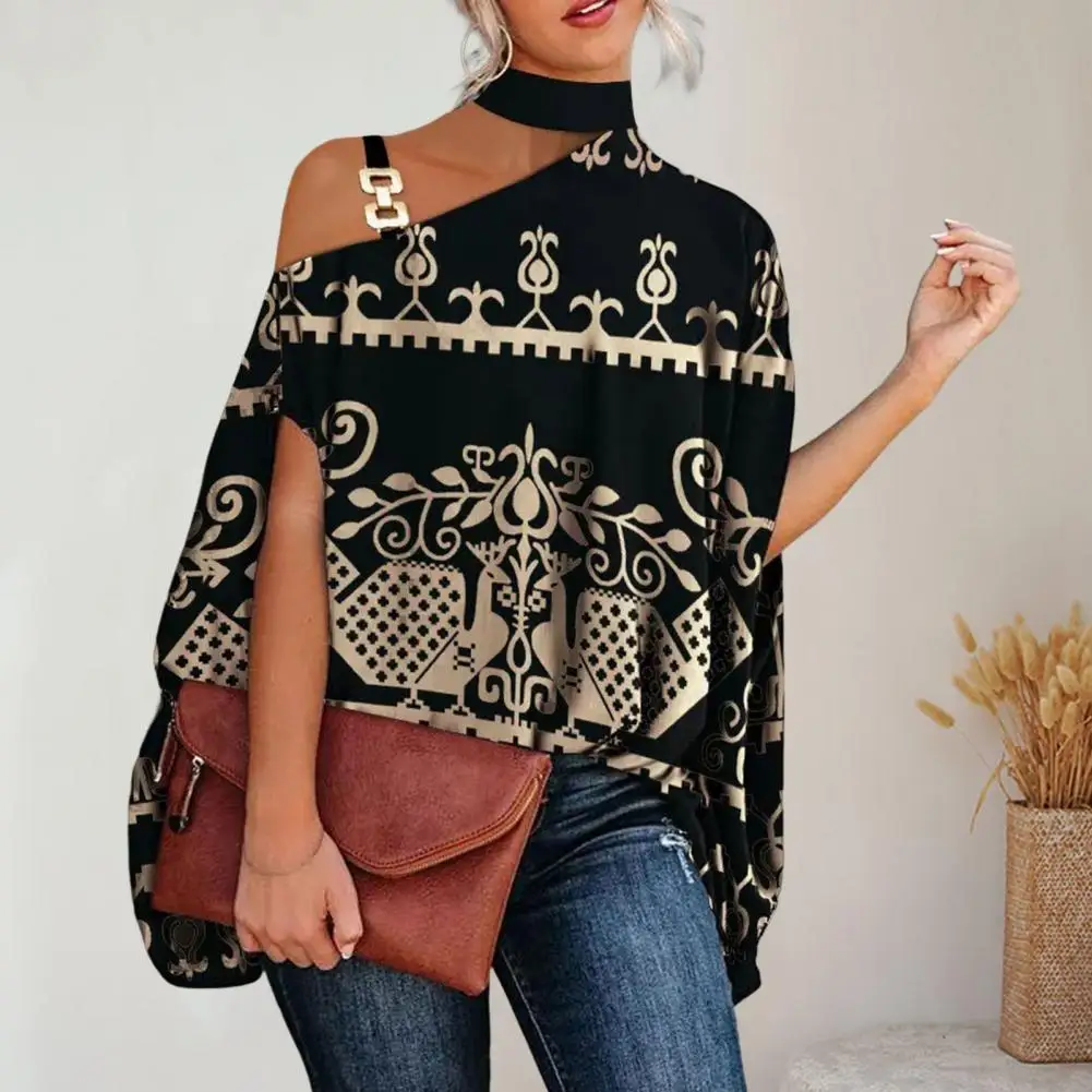 

Chic Spring Blouse Sweet Autumn Lady Shirt Short Sleeves One Shoulder Women Tops Streetwear