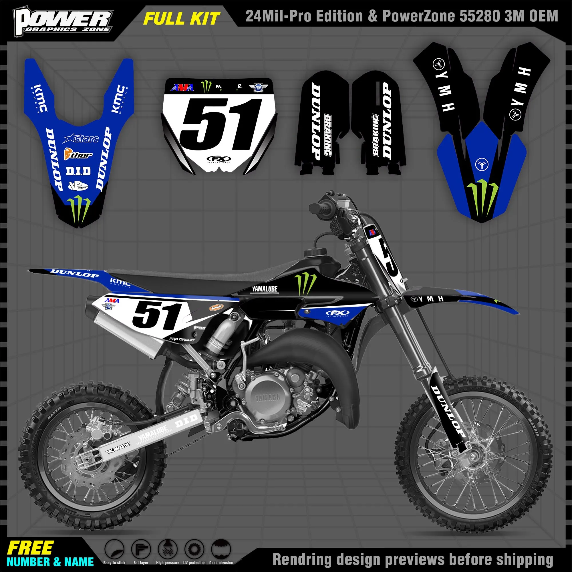 Персонализированные графические фоны PowerZone Team наклейки 3M Набор наклеек для YAMAHA YZ