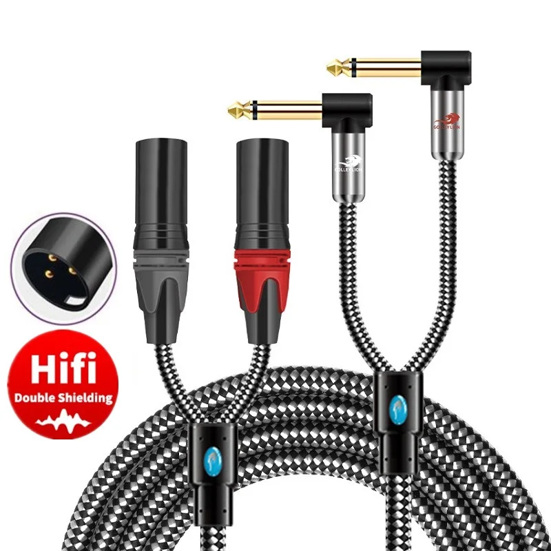 

Hifi Audio Cable Dual 1/4 Inch TS Mono Jack 6.35mm to 2 XLR 3-Pin Male for Amplifier Mixer Console OFC Shielded Cords 1M 2M 3M