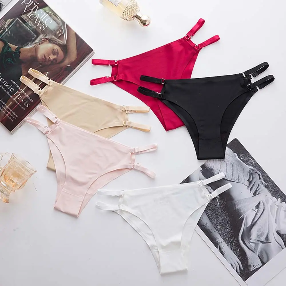

Korean Style Bikini Hot Girl Style Sexy Ice Silk Panties Low Waist Seamless Thong Women Intimates Bandage Briefs Sexy Panties