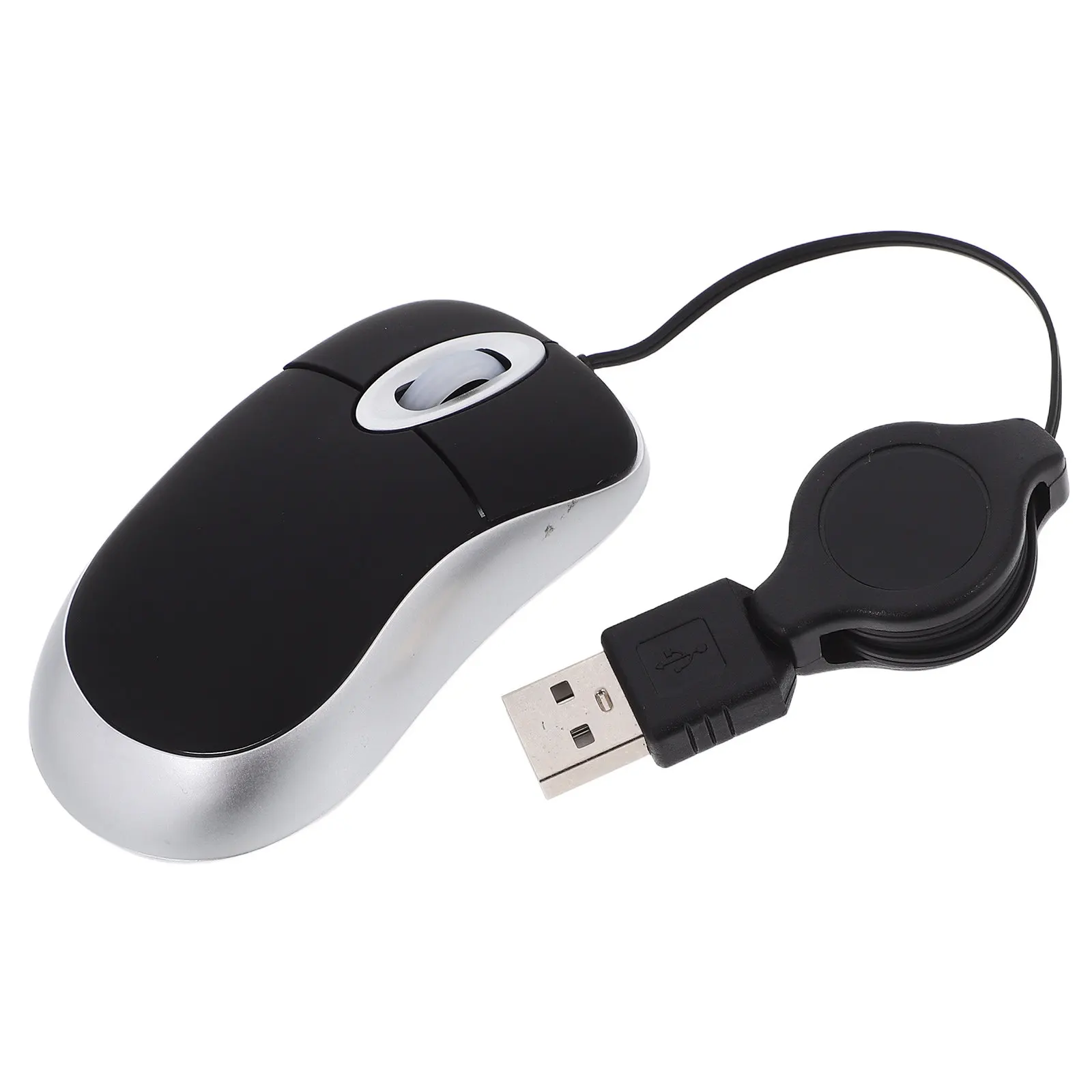 Фото Мини-USB телескопическая мышь, красная, портативная, проводная, оптическая, 1000DPI, бесшумная, для ноутбуков, настольных компьютеров, офисного использования №2