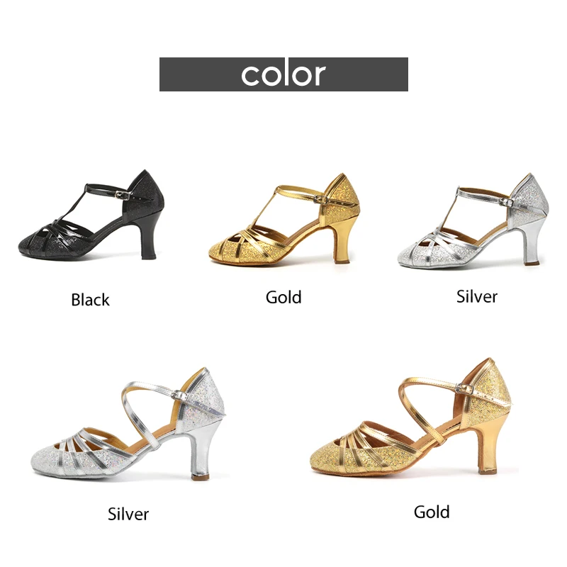 DKZSYIM Girl Dance Shoes Ballroom Women Latin Shoes Ladies Modern Jazz Comfortable Shine Close Toe High Heel Dance Sneakers