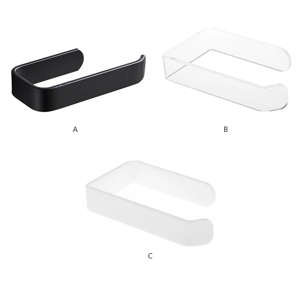 

Paper Holder Acrylic Wall Mounted Bathroom Self-adhesive Rack Punch-free Hanger with Stickers Home Modern Black