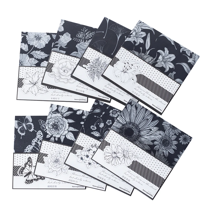 

10Pcs Pack Background Material Plant Paper ink Flower blooming Notebooks Sulfuric Acid Paper Ledger Writing 183*153mm