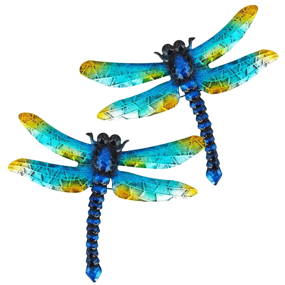 

2 Pcs Metal Dragonfly Wall Hanging Fence Decor Wall Decorations Household Dragonfly Wall Decors Wrought Iron Home Wall Ornaments