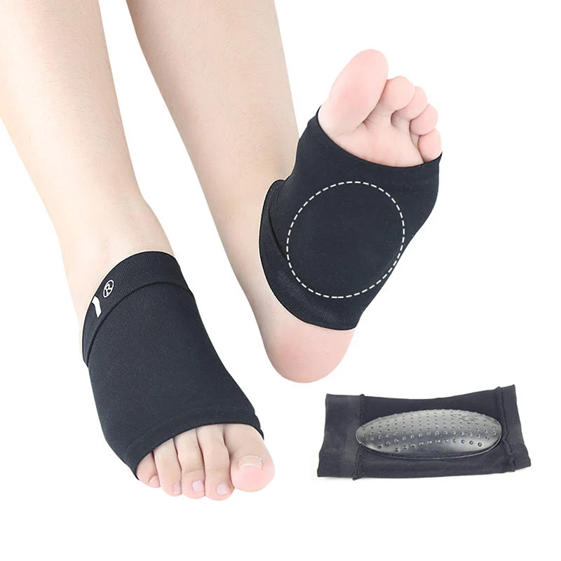 

2022 Hot Sale 1 Pair Of Flat Foot Braces Support Elastic Bandage Silicone Pad non-slip Pain Massage Foot Care Tools Black Color