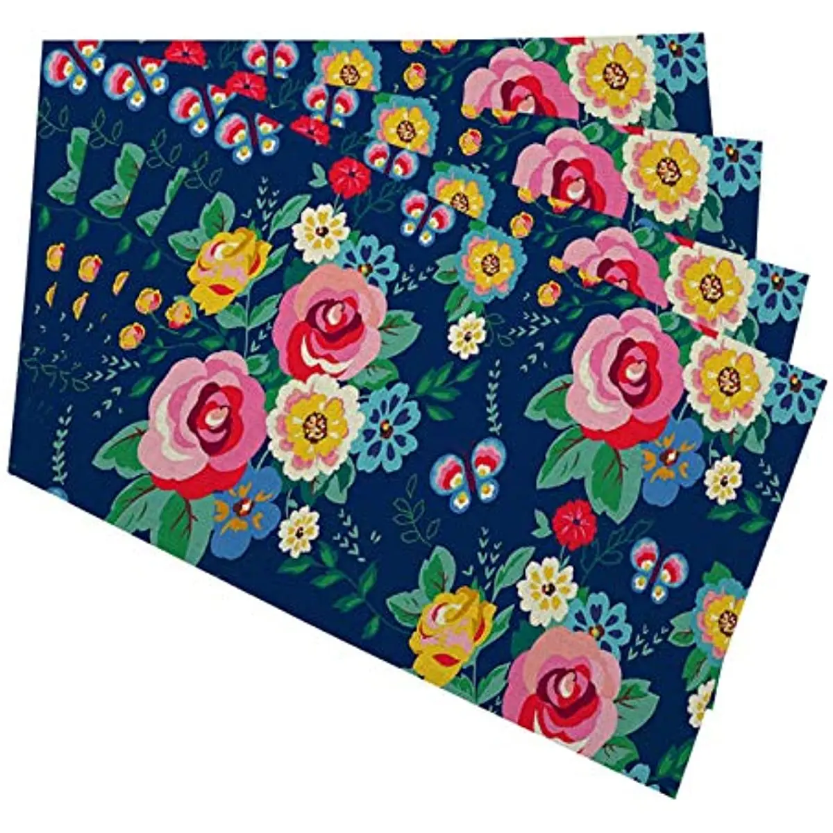 

Flowers and Butterflies Placemats for Kitchen Dining Table Set of 4 Seamless Floral Pattern for Girls Linen Place Mats