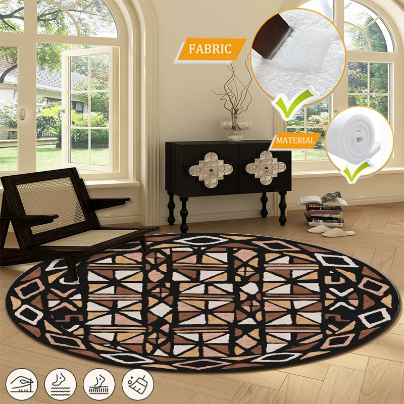 

Persian Retro Circle Large Rugs for Living Room Decoration Home Bedroom Carpet Lounge Rug Coffee Table Rotating Chair Floor Mats
