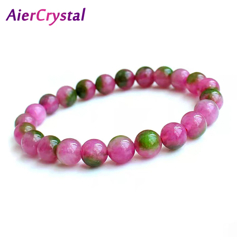 

Natural Watermelon Tourmaline Bracelet Women Natural Stone Reiki Healing Gemstone Bracelets Bead Bangles Women Fashion Jewelry