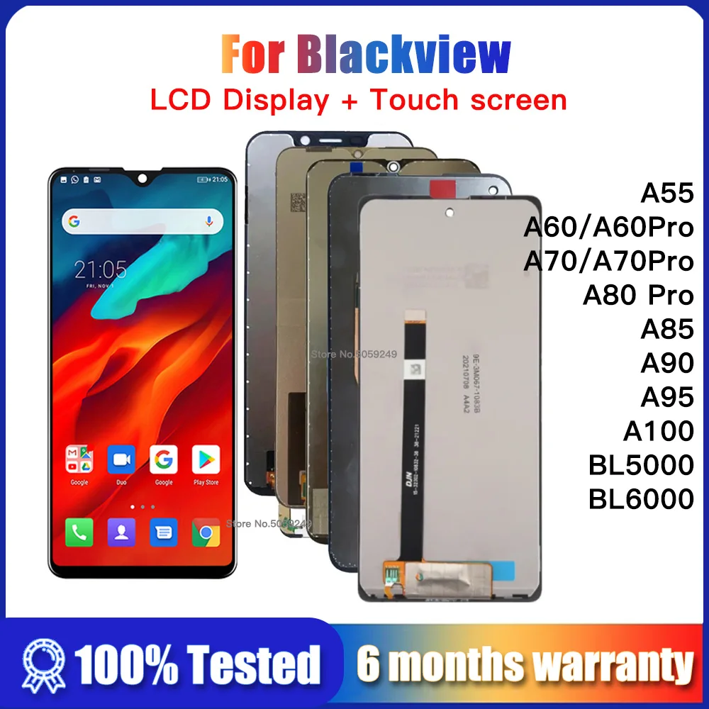 

100% Tested For Blackview A55 A60 A70pro A80 Pro A85 A90 A95 A100 BL5000 BL6000 Pro LCD Display Touch Screen Digitizer Assembly