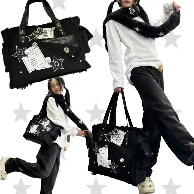Y2K большая вместительная сумка Bolsos Mujer нишевая со звездами сумки на плечо для