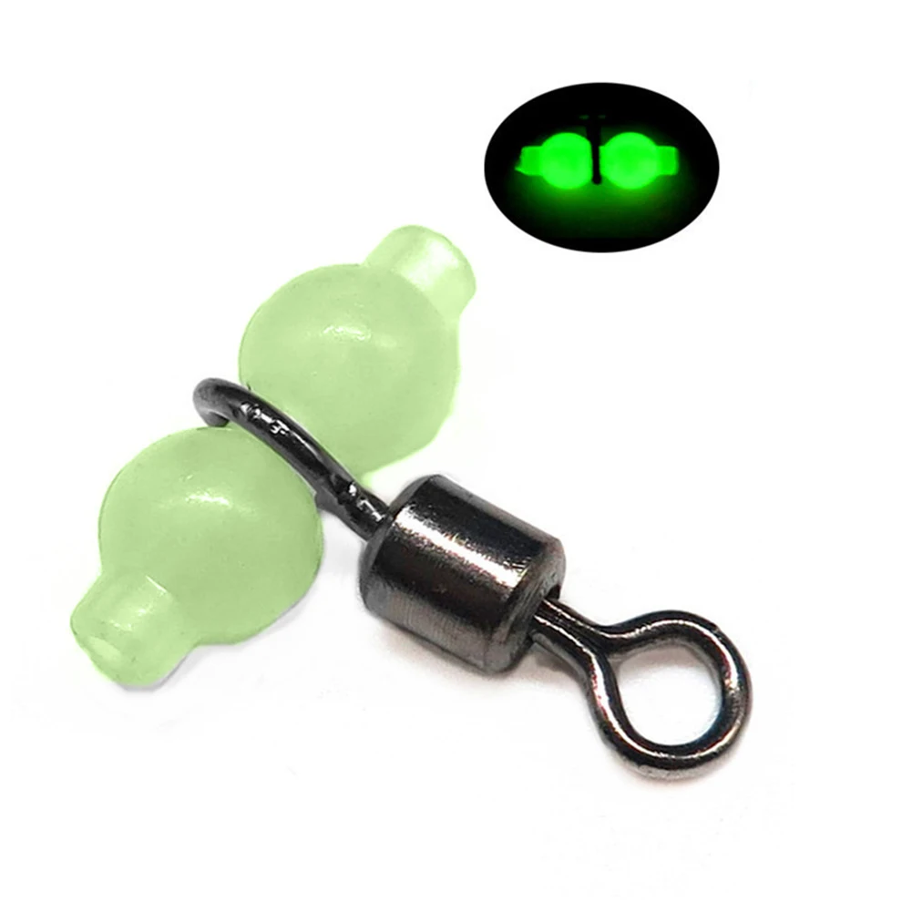 

20/50pcs Luminous Fishing Swivel Connector Rolling Barrel 3 Way Fluorescent Beads Fishhook Lure Line Connector Tackle