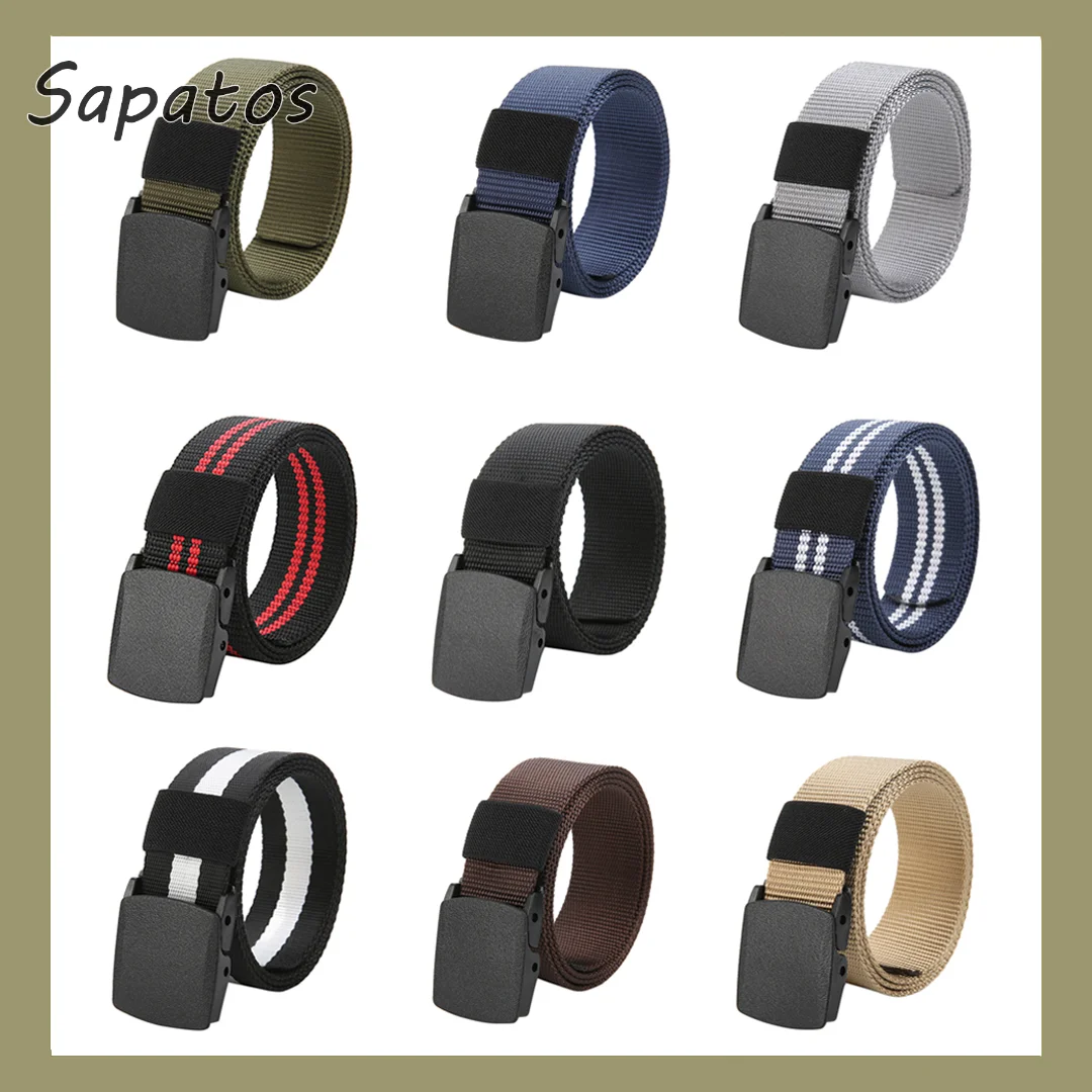 Ремень брезентовый Мужской без металлической пряжки длинный нейлоновый