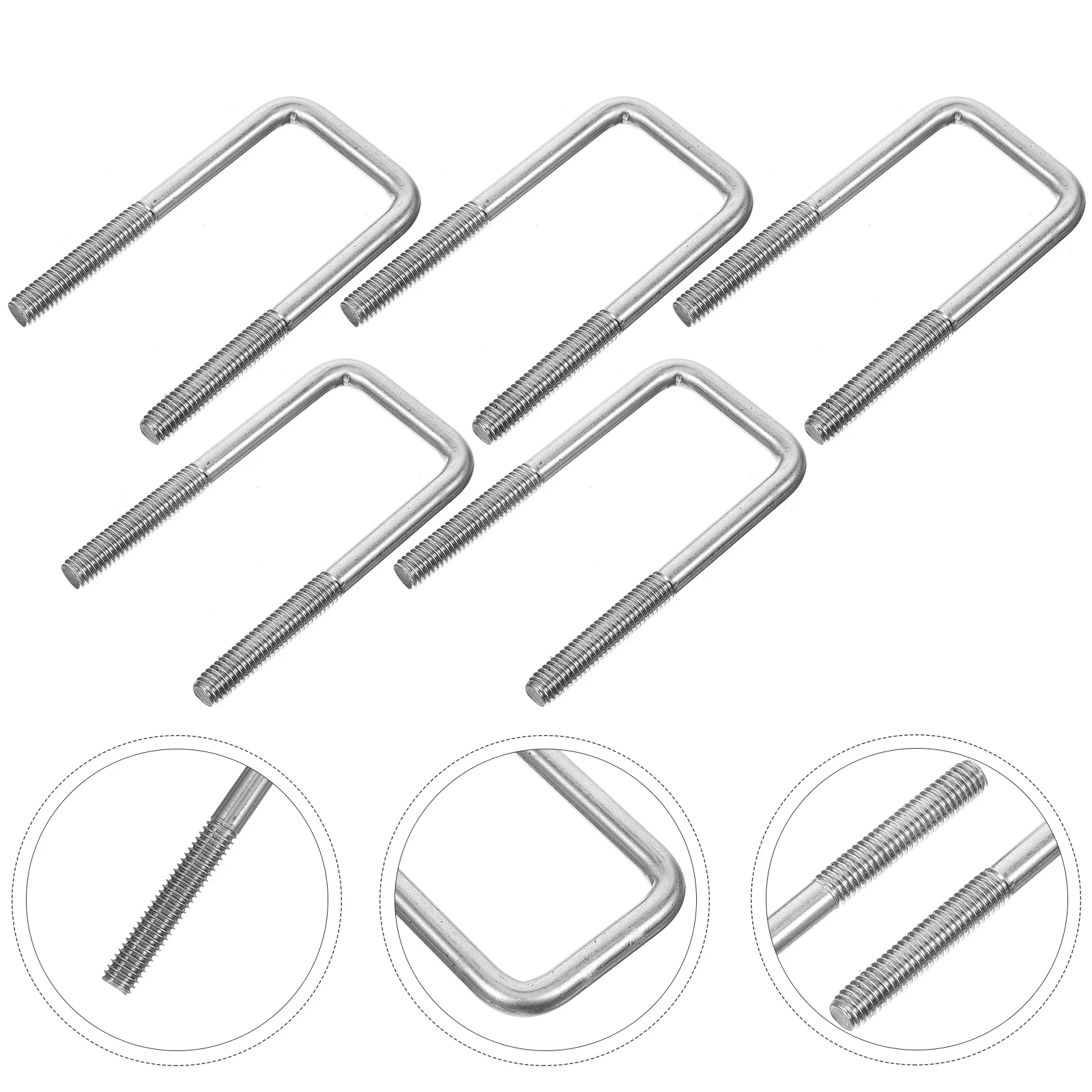 

5 Pcs Bolts Stainless Steel Bend Right Angle U Shape Tube U-Bolt Fastener Shaped Tubes U-Bolts Trailer Square