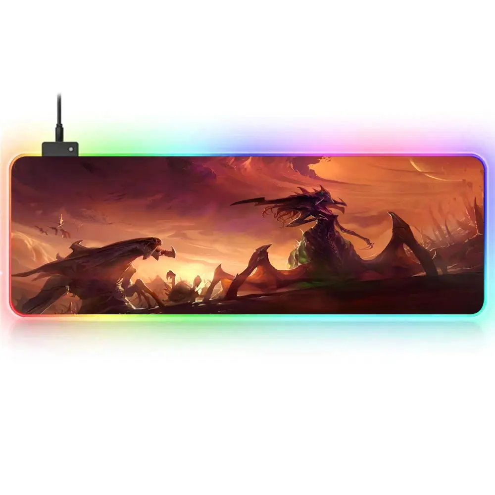 Коврик для мыши S-StarCraft 2 Z-Zerg RGB большой игровой коврик нескользящий клавиатуры с