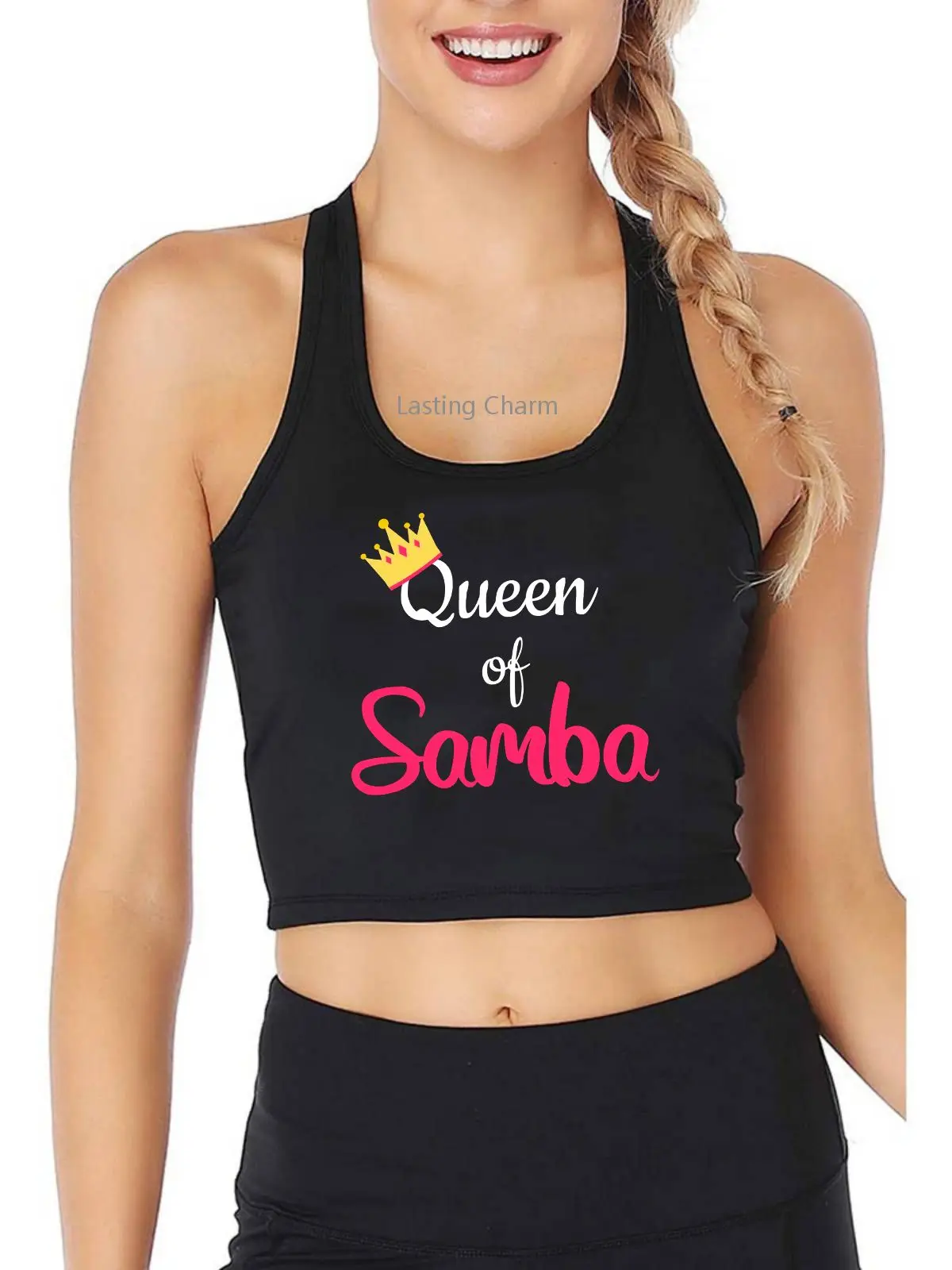 

Queen Of Samba Design Breathable Slim Fit Tank Top Cool Dancing Dancer Gift Vest Women's Yoga Sports Training Crop Tops