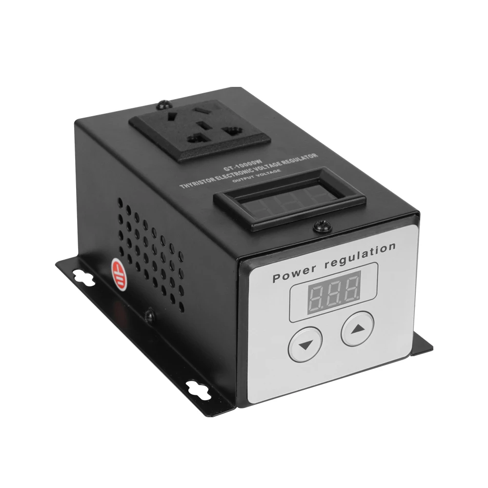 

Black AC 220V 10000W Temperature Speed Power Adjust Controller US Plug SCR Electronic Voltage Regulator Dimmer Thermostat