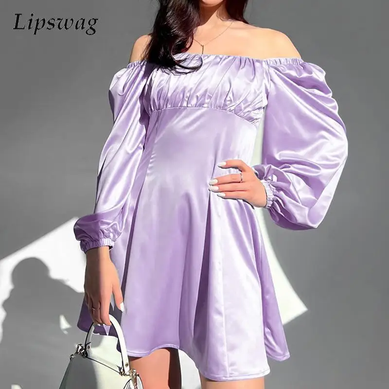 

Женское повседневное однотонное платье с воротником-лодочкой, модное вечернее платье-трапеция с длинным рукавом, женское элегантное облег...